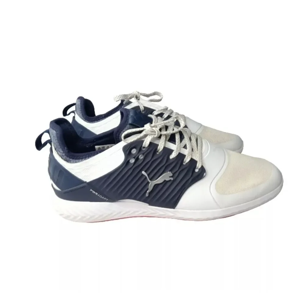 Puma Mens Ignite PWRADAPT Caged Golf Shoes White/Silver/Peacoat 192223-05 Sz 9.5